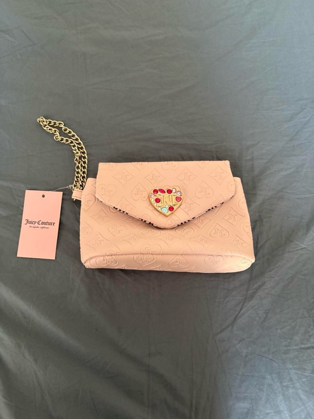 Juicy Couture Blush Pink Embossed Heart-Embellished Crossbody